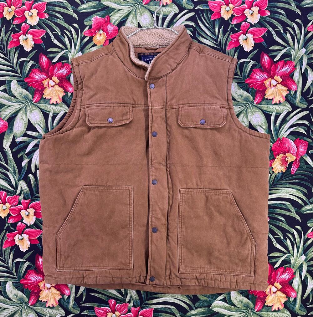 Vintage GH Bass Canvas Size XXL Vest Sherpa Collar NWT